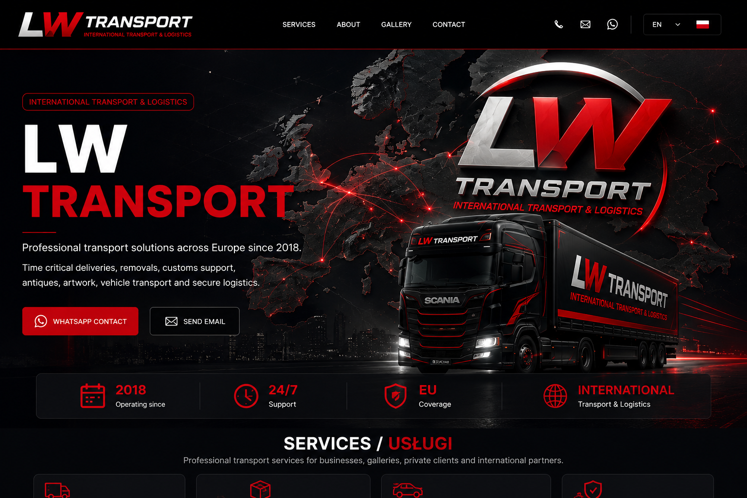 LW Transport vehicle and Europe map
